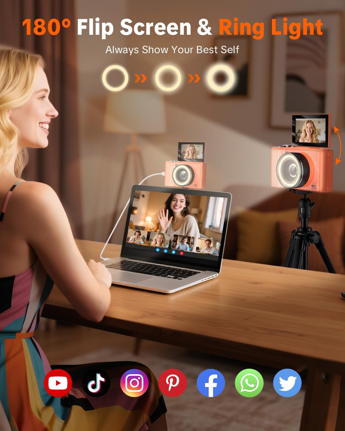 Y2K CCD Digital Camera for Teens - 4K Vlogging Camera with Flip Screen