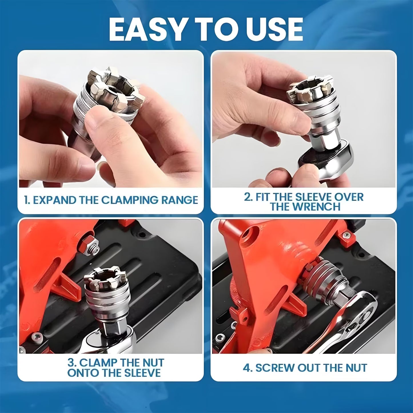 Universal Adjustable Socket Wrench Tool - 10-19mm with Power Drill Adapter