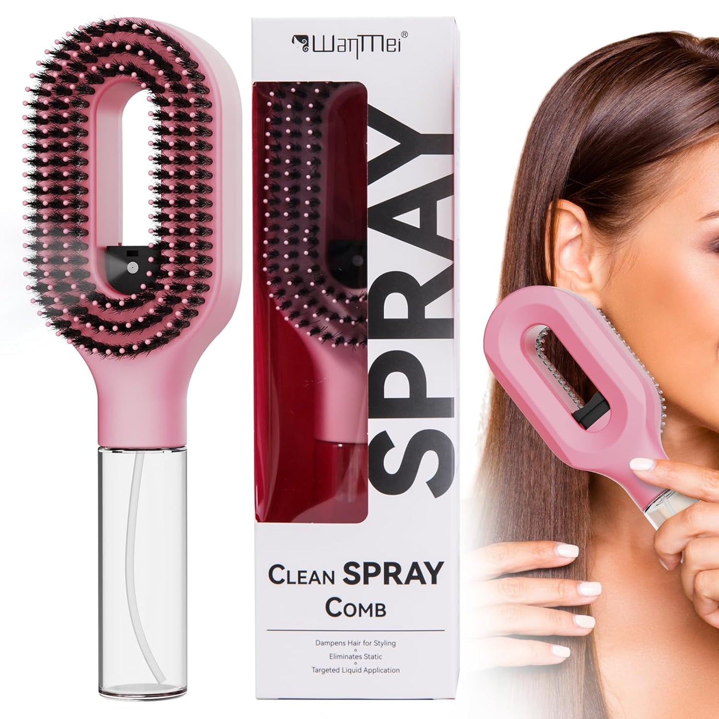 2-in-1 Water Spray Hair Brush - Detangling Mist Brush for Wet & Dry Hair