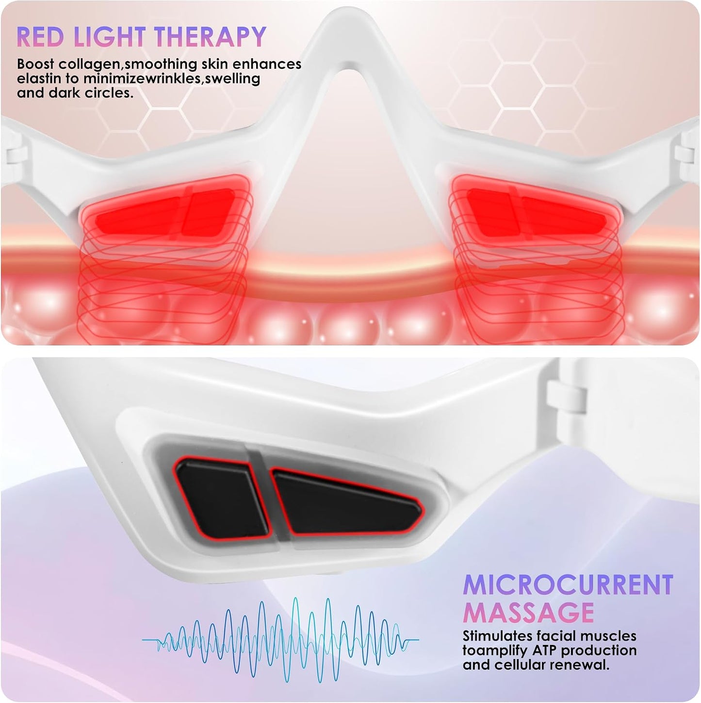 Under Eye Red Light Therapy Glasses with Microcurrent Eye Massager
