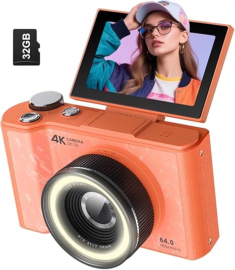 Y2K CCD Digital Camera for Teens - 4K Vlogging Camera with Flip Screen