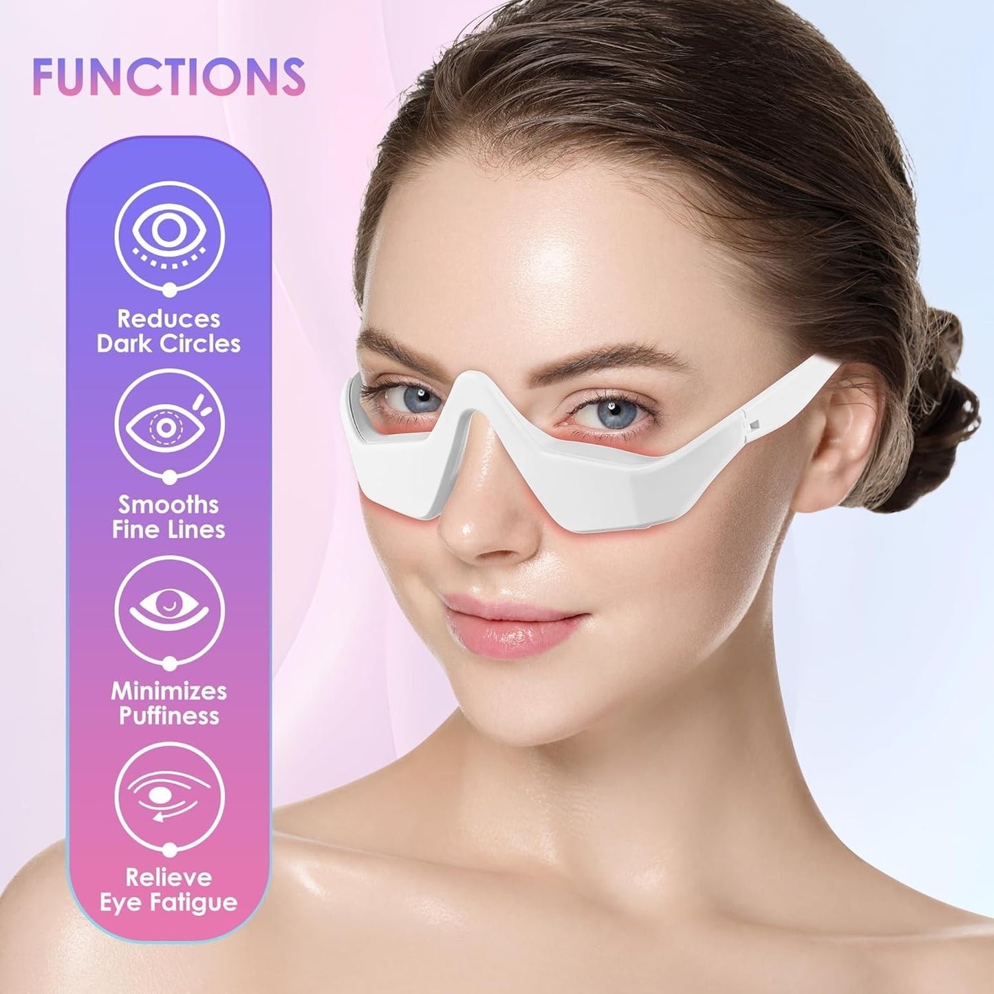 Under Eye Red Light Therapy Glasses with Microcurrent Eye Massager