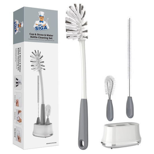 3-Pack Water Bottle Brush Cleaning Set with Storage Holder