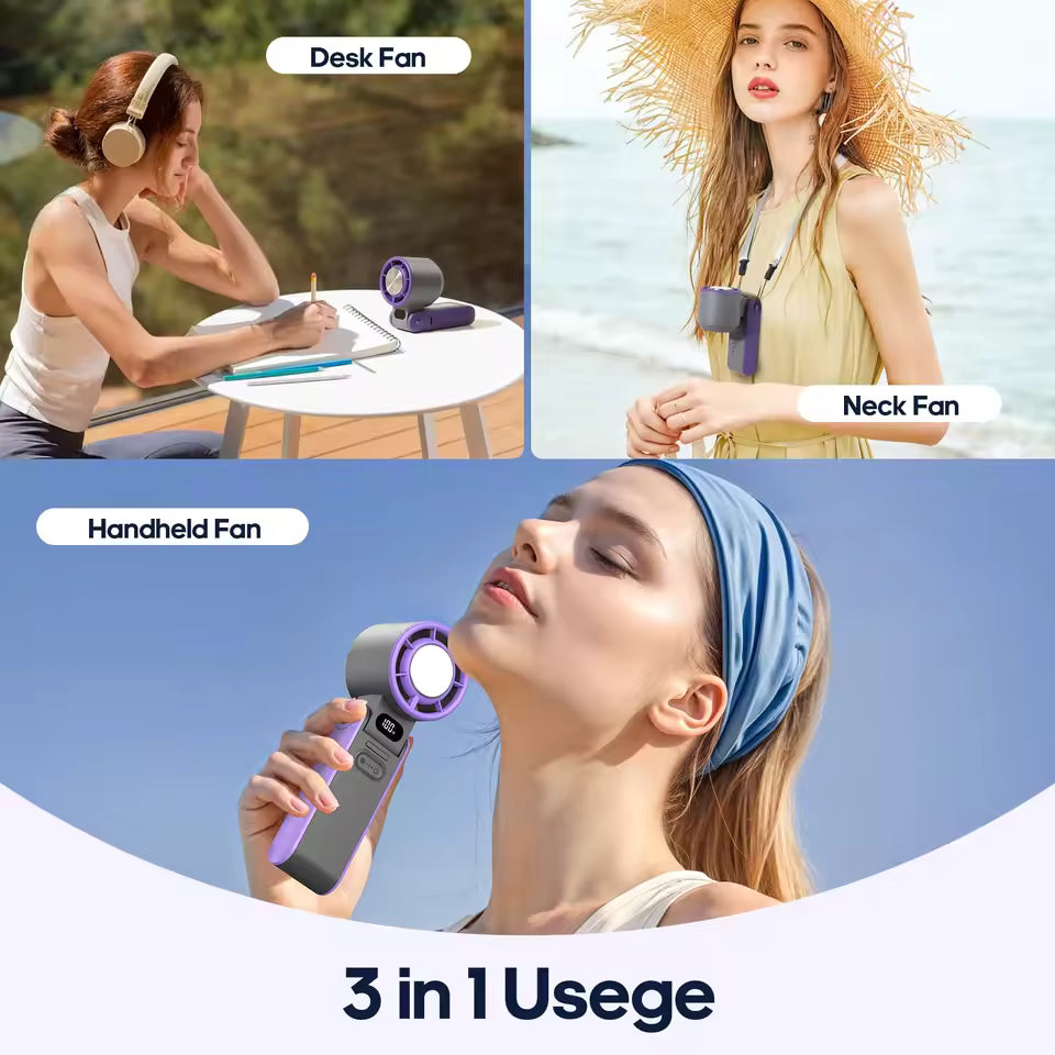 Portable Handheld Turbo Cooling Fan - 3600mAh Rechargeable Mini Fan