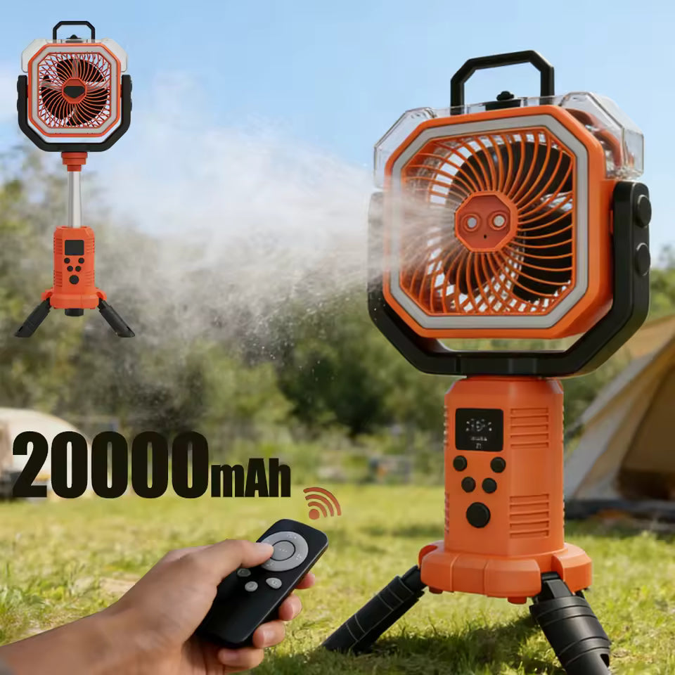 30000mAh Spray Mist Cooling Fan - Portable Rechargeable Fan with Remote
