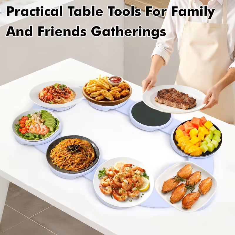 8pcs Rotating Dinner Plate Set - Expandable Lazy Susan Turntable Tray