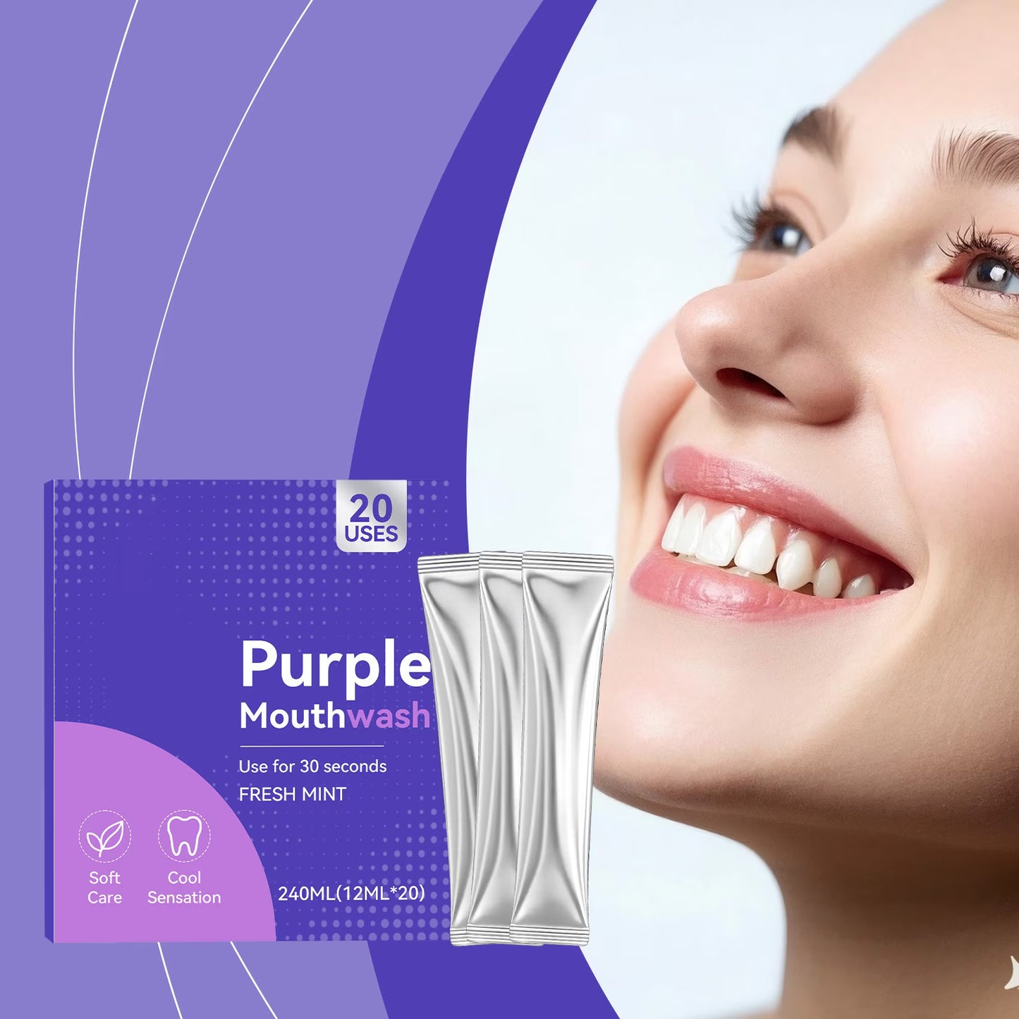 Purple Teeth Whitening Mouthwash - Stain Removal & Fresh Breath