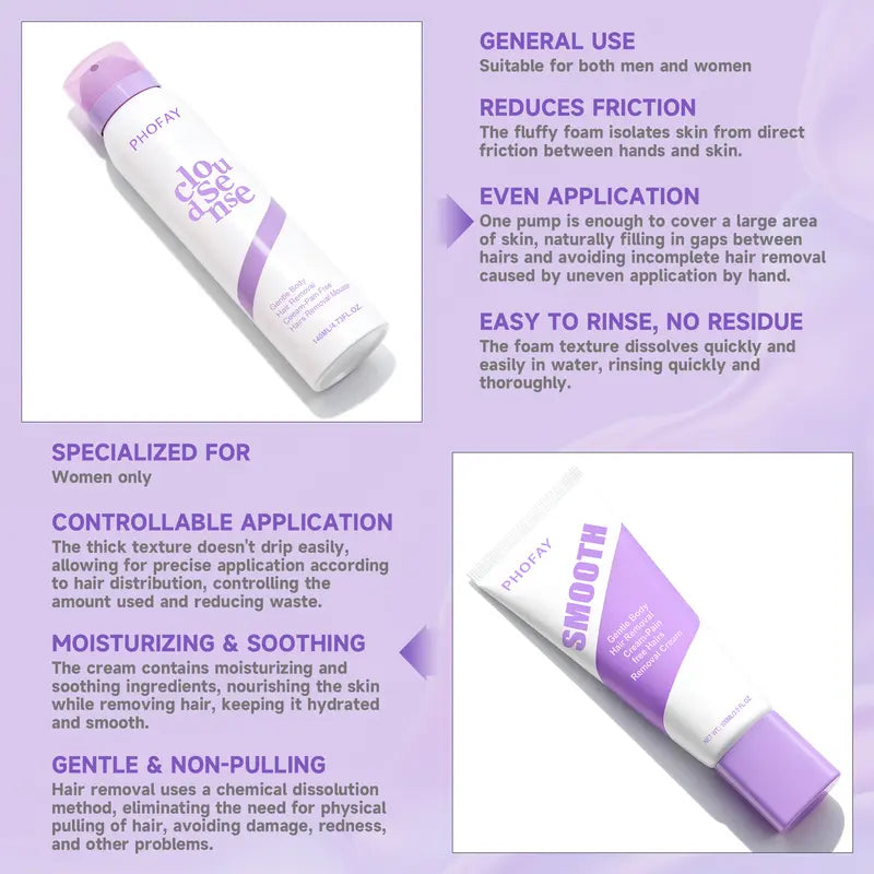 Bikini Pain-Free Hair Removal Cream for Sensitive Skin | Aloe & Hyaluronic Acid | Men & Women